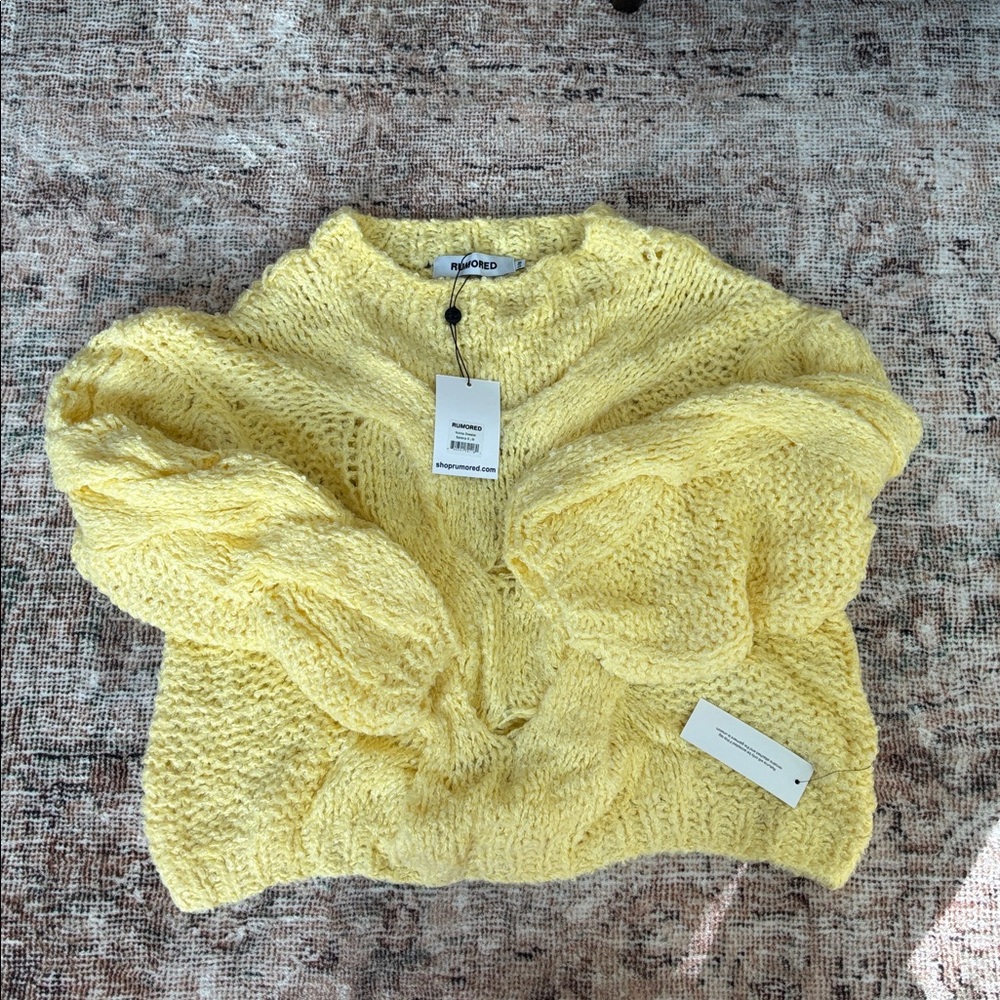 Rumored Soft Yellow Nonna Chunky Crew Neck Sweater